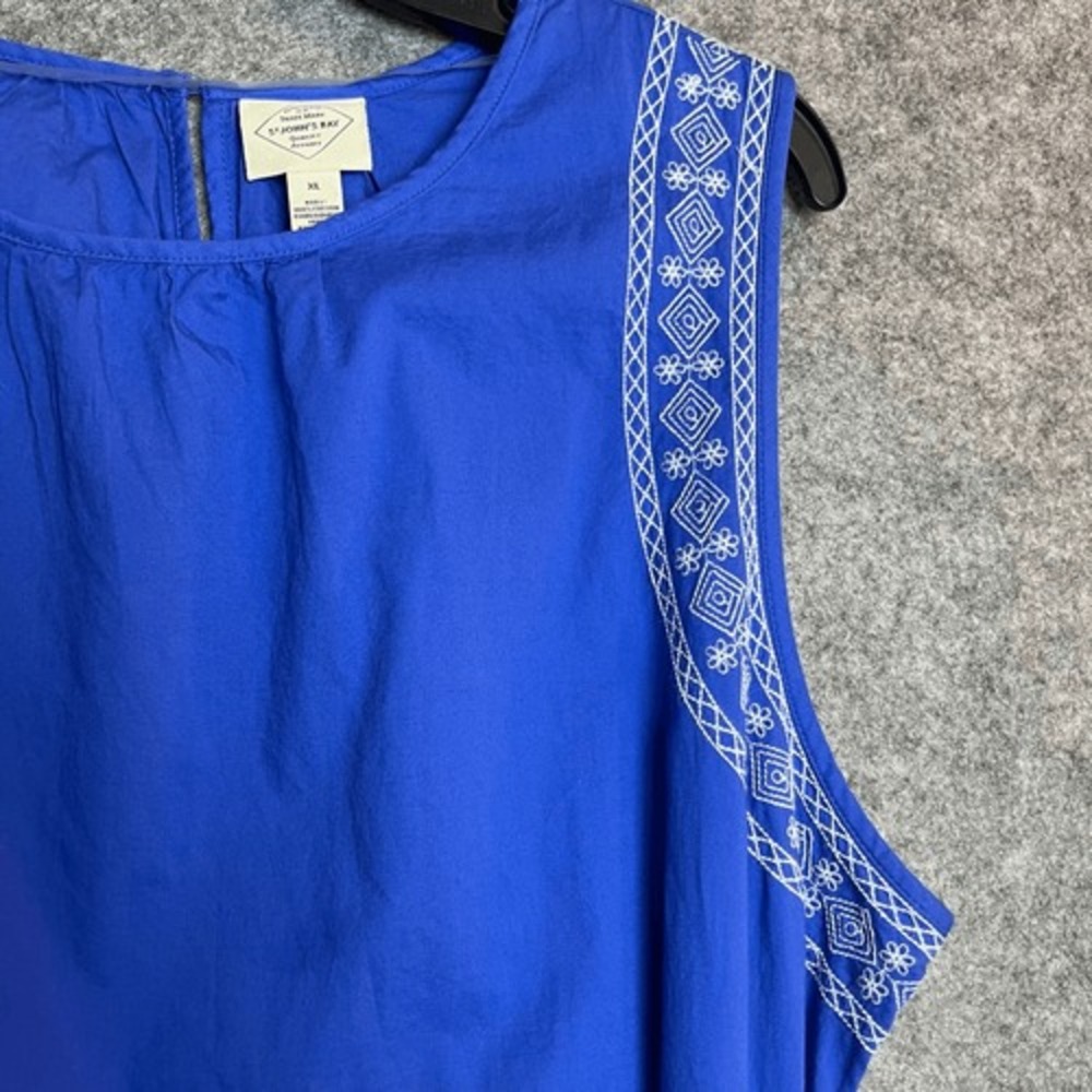 NWT ST. JOHN'S BAY Embroidered Sleeveless Shift Dress XL Dazzling Blue Pockets - Picture 6 of 11